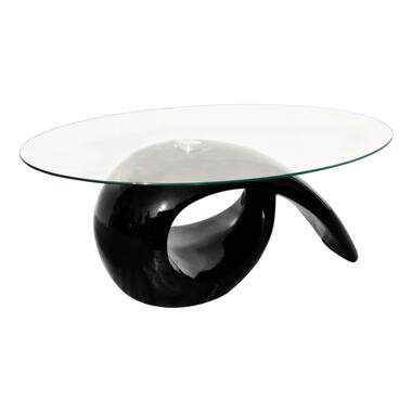 vidaXL Table basse avec dessus de table en verre ovale Noir brillant product