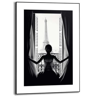 Schilderij Vrouw in Parijs 70x50 cm Zwart-Wit Hout product
