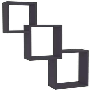vidaXL Wandschappen kubus 68x15x68 cm bewerkt hout hoogglans zwart product
