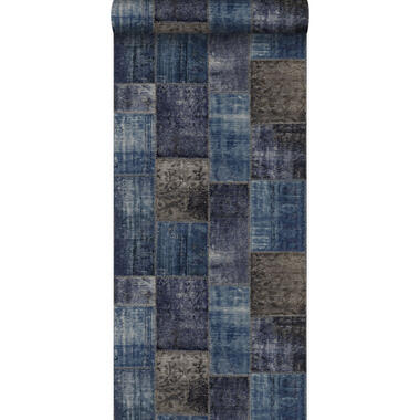 Origin papier peint - motif kilim - taupe et bleu - 53 cm x 10,05 m product