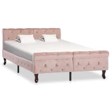 VIDAXL Bedframe fluweel roze 120x200 cm product