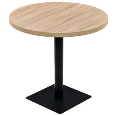 vidaXL Table de bistro MDF et acier Rond 80 x 75 cm Couleur de chêne product