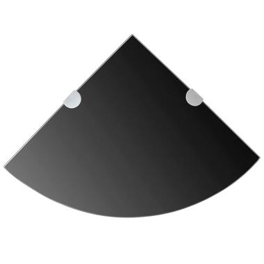 vidaXL Étagères d'angle 2 pcs et supports chromés Verre Noir 35x35 cm product