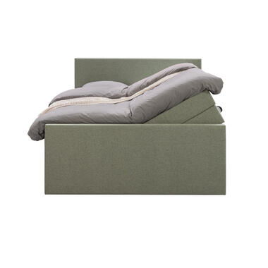 Boxspring avec espace de rangement et pied de lit Liv uni - vert - 160x200cm product