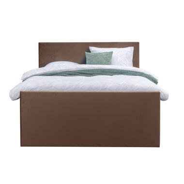 Boxspring met voetbord Liv egaal - bruin - 140x200 cm - ronde poot product