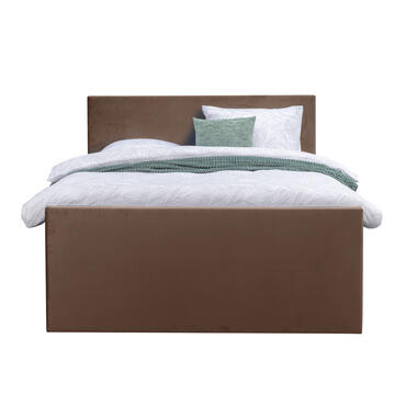 Boxspring met voetbord Liv egaal - bruin - 180x200 cm - vierkante poot product