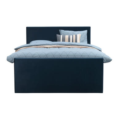 Boxspring met voetbord Liv egaal - blauw - 140x200 cm - vierkante poot product