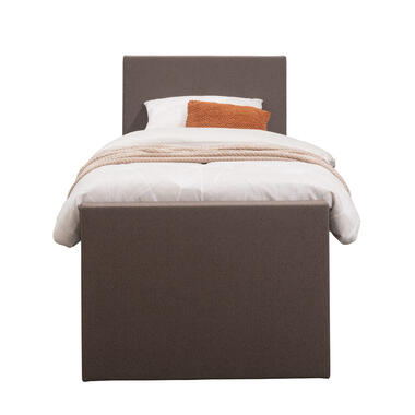 Boxspring avec pied de lit Liv uni - brun foncé - 90x200 cm - pied rond product
