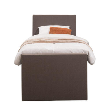 Boxspring avec pied de lit Liv uni - brun foncé - 90x200 cm - pied carré product