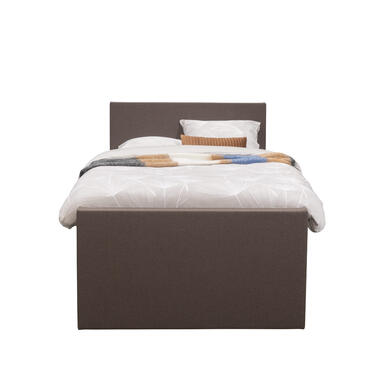 Boxspring avec pied de lit Liv uni - brun foncé - 120x200 cm - pied rond product
