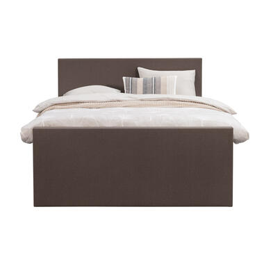 Boxspring avec pied de lit Liv uni - brun foncé - 140x200 cm - pied carré product