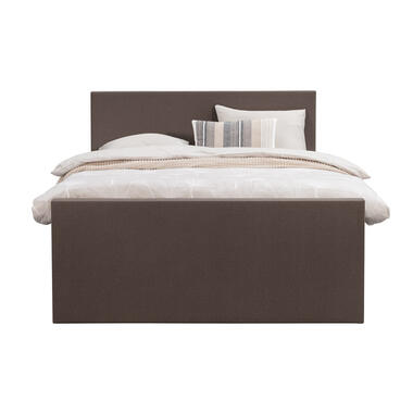 Boxspring avec pied de lit Liv uni - brun foncé - 160x200 cm - pied carré product