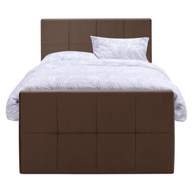 Boxspring avec espace de rangement et pied de lit Liv carré - brun - 120x200cm product