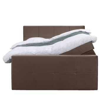 Boxspring avec espace de rangement et pied de lit Liv carré - brun - 160x200cm product