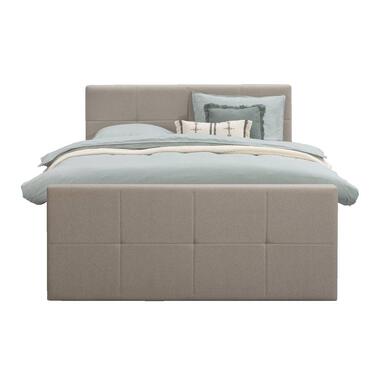 Boxspring met voetbord Liv geblokt - beige - 180x200 cm - ronde poot product