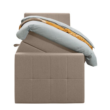 Boxspring met opbergruimte en voetbord Liv geblokt - beige - 90x200cm product