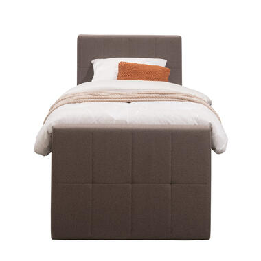 Boxspring avec pied de lit Liv carré - brun foncé - 90x200 cm - pied rond product