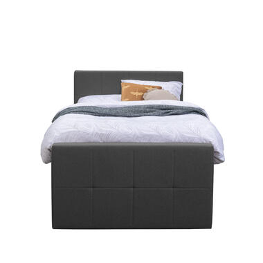 Boxspring met opbergruimte en voetbord Liv geblokt - antraciet - 120x200cm product