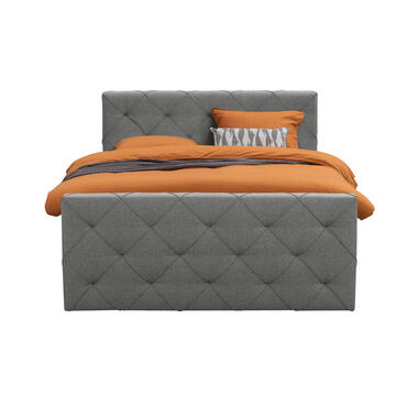 Boxspring avec pied de lit Liv losange - gris clair - 140x200 cm - pied rond product