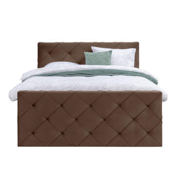 Boxspring avec pied de lit Liv losange - brun - 140x200 cm - pied carré product