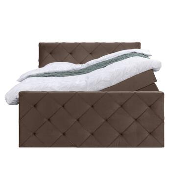 Boxspring met opbergruimte en voetbord Liv geruit - bruin - 160x200cm product