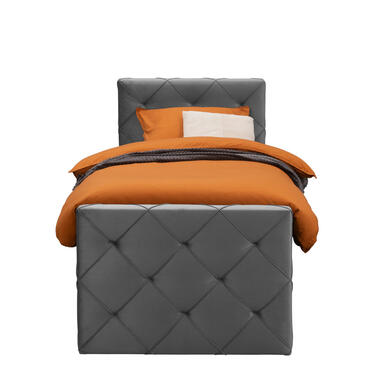 Boxspring avec pied de lit Liv losange - gris - 90x200 cm - pied carré product