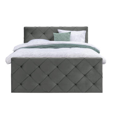 Boxspring avec pied de lit Liv losange - gris - 140x200 cm - pied carré product