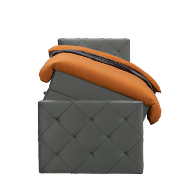 Boxspring avec espace de rangement et pied de lit Liv losange - gris - 90x200cm product
