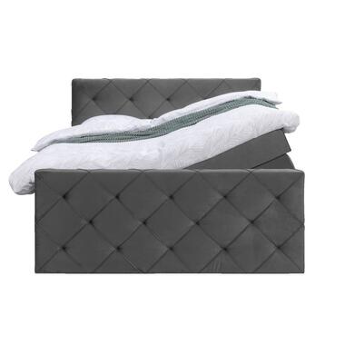 Boxspring avec espace de rangement et pied de lit Liv losange - gris - 140x200cm product