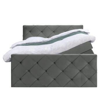 Boxspring avec espace de rangement et pied de lit Liv losange - gris - 160x200cm product