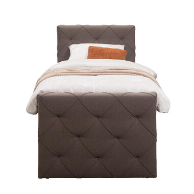 Boxspring avec pied de lit Liv losange - brun foncé - 90x200 cm - pied carré product