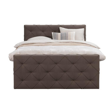 Boxspring avec pied de lit Liv losange - brun foncé - 140x200 cm - pied carré product