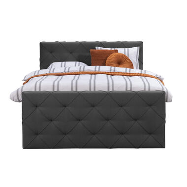 Boxspring avec pied de lit Liv losange - anthracite - 140x200 cm - pied carré product