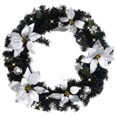 vidaXL Couronne de Noël avec lumières LED Noir 60 cm PVC product