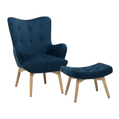 Beliani Chesterfield fauteuil VEJLE - blauw fluweel product