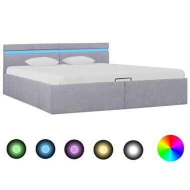 vidaXL Cadre de lit à stockage avec LED Gris clair Tissu 160x200 cm product