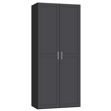 STOCK kleerkast 2-deurs - zwart/antraciet - 236x101,9x56,5 cm product