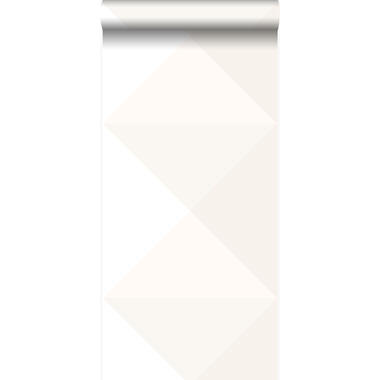 Origin behang - grafische driehoek - beige en wit - 53 cm x 10,05 m product