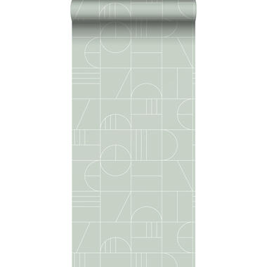 ESTAhome behang - art deco motief - mintgroen en wit - 0.53 x 10.05 m product