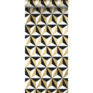 ESTAhome behang - grafisch - goud, wit en zwart - 0.53 x 10.05 m product