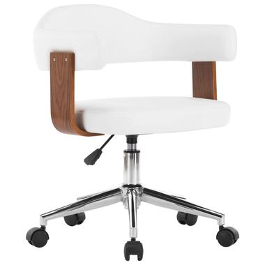 VIDAXL Chaise - pivotante de bureau - Blanc - Boi courbé et similicuir product