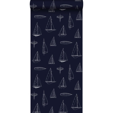 ESTAhome behang - boten - marine blauw - 53 cm x 10,05 m product