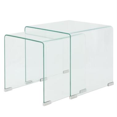 vidaXL Bijzettafel set 2-dlg transparant gehard glas product