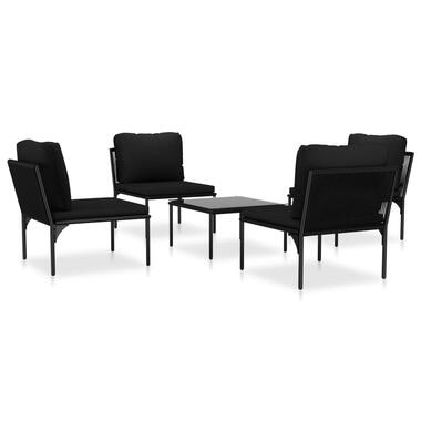 vidaXL 5-delige Loungeset met kussens PVC zwart product