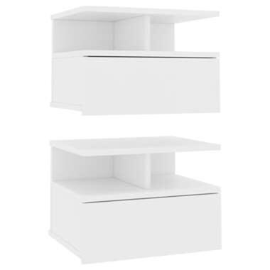 800406 vidaXL Tables de chevet flottantes 2 pcs Blanc Bois ingénierie product