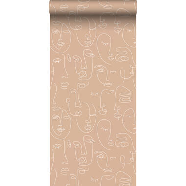 ESTAhome papier peint - visages - rose pêche et blanc - 0.53 x 10.05 m product