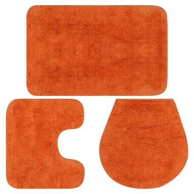 vidaXL Jeu de tapis de salle de bain 3 pcs Tissu Orange product