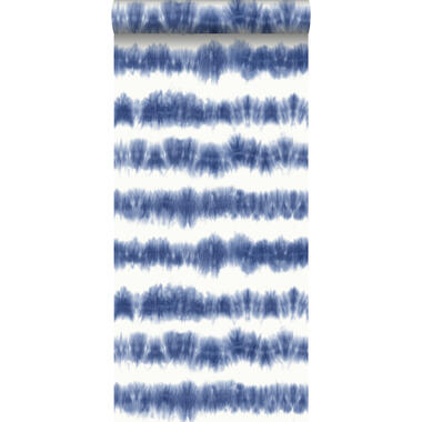 ESTAhome behang - tie-dye shibori strepen - blauw - 53 cm x 10,05 m product