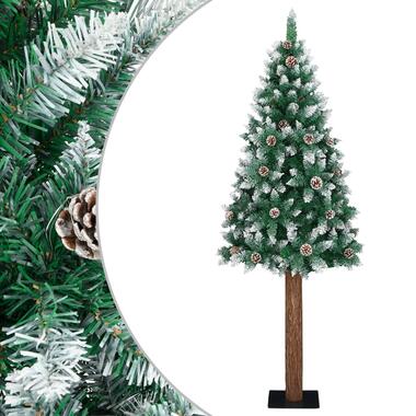 vidaXL Kerstboom met echt hout en sneeuw smal 210 cm groen product