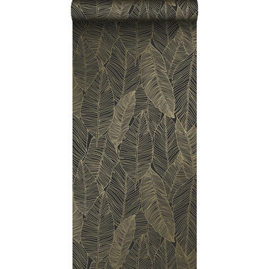 ESTAhome behang - getekende bladeren - zwart en goud - 0.53 x 10.05 m product